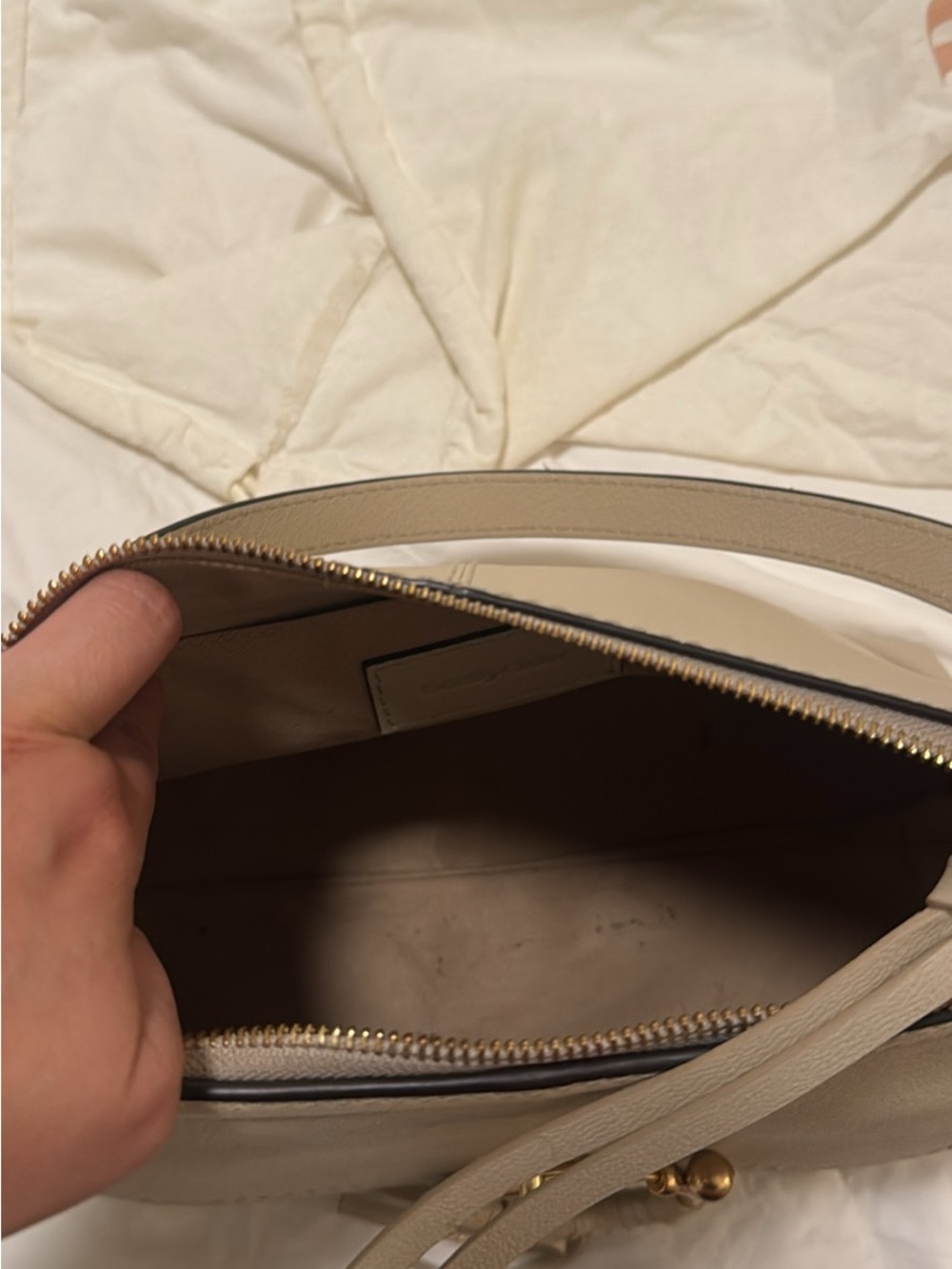 See By Chloe Taupe Beige Leather Shoulder Bag with Braided Ring - Picture 4 of 5